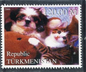 Turkmenistan 2000 PUPPY CAT & DOG Stamp Perforated Mint (NH)