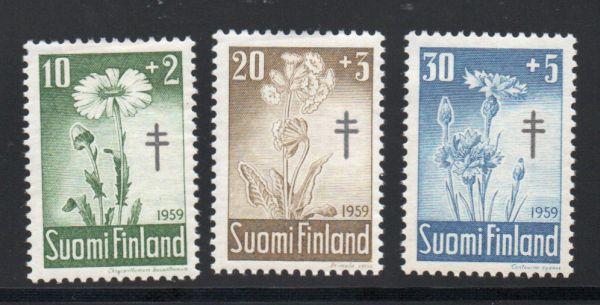 Finland Sc B154-56 1959 Anti TB Wildflowers charity stamp set mint