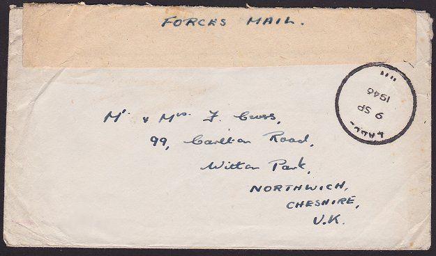 NIGERIA 1946 Forces Mail cover to UK - sent free - LAGOS cds................1479