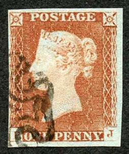 1841 Penny Red (PJ) Plate 23 SUPERB Four Margins