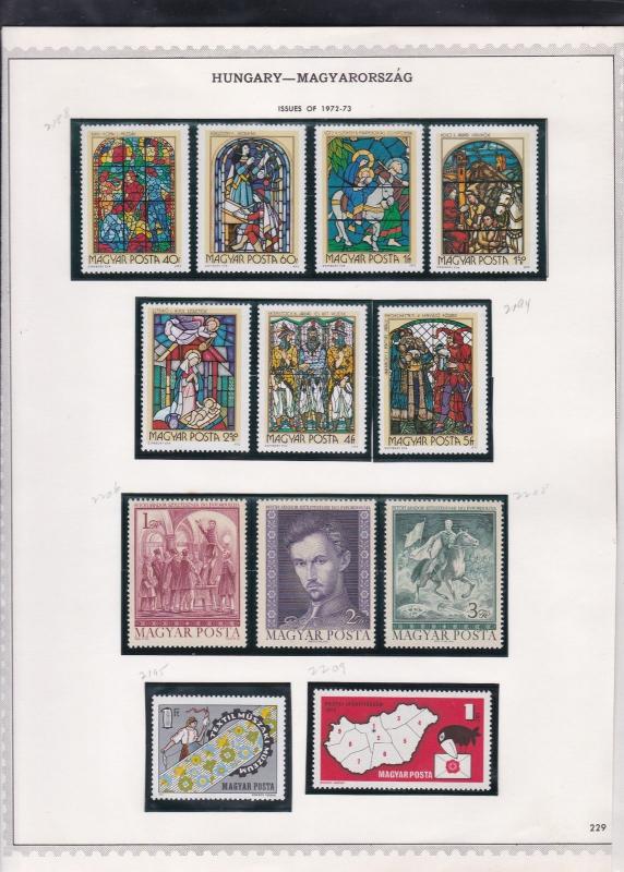 hungary issues of 1972/3 stained glass windows etc stamps page ref 18301