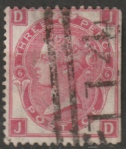 Great Britain 1867 Sc 49 used plate 6 114 (Brandon) cancel