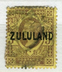 ZULULAND 1880s classic QV issue + Forged Optd. on used 3d. value