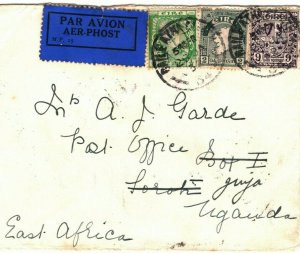 EIRE Cover Dublin Air Mail UGANDA KUT Kampala Forwarded 1932{samwells}LS103