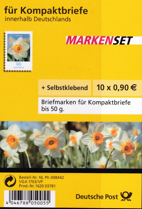 Germany 2005 Booklet Pane FLOWERS Die-Cut Perf 10.  VF/NH