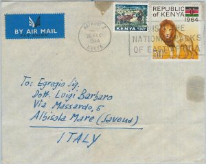 75990 -   KENYA  - Postal History -  AIRMAIL COVER to ITALY 1964 - Animals LION
