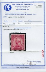 US SCOTT #689, Mint-XF-OG-PH Graded 90 PF Certificate (DFP)