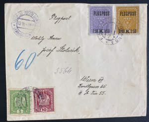 1918 Lwow Austria Early Airmail Cover To Vienna Sc#C1-2