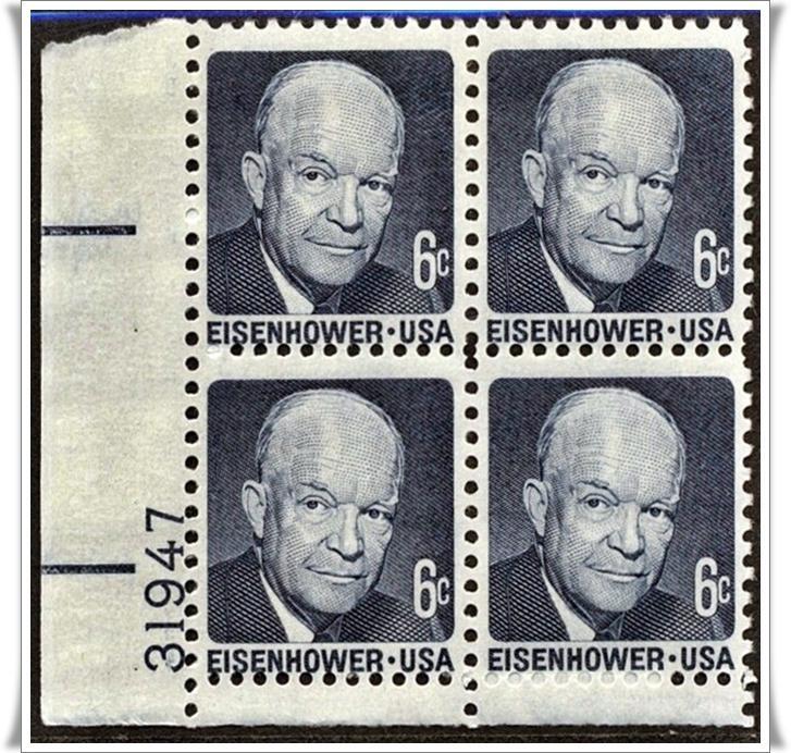 SC#1393 6¢ Dwight D. Eisenhower PB (Shiny Gum) MNH 