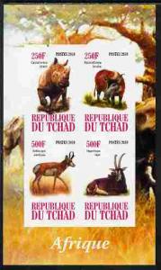 TCHAD CHAD SHEET IMPERF WILDLIFE RHINOS