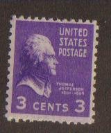 #807 MNH  3c T. Jefferson Proxi 1938  Issue