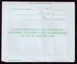 BARBADOS Aerogramme 12¢ uprated 15¢ Queen 1966 cancel to USA!