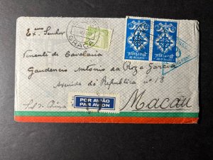 1940 Portugal Airmail Cover Lisbon to Macau China via Marseille 2