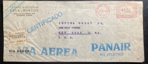 1950 Buenos Aires Argentina Boston Bank Meter Cancel Cover To New York USA