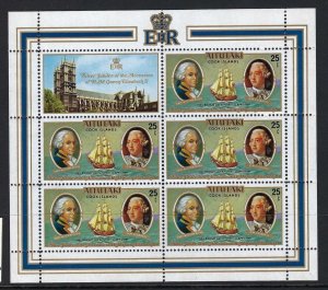 Aitutaki Sc #148 sheetlet: Silver Jubilee, 25c 1977 MNH. MCV €2.10