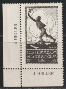 Austria 1912 Olympic Label. Mint Light Hinge