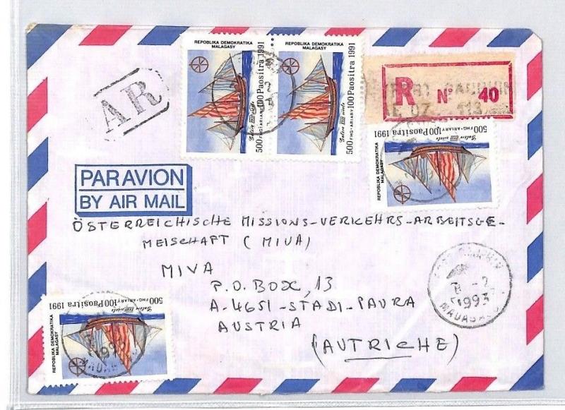 CA46 1991 Madagascar Airmail Cover MISSIONARY VEHICLES PTS