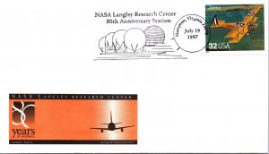 US SPECIAL EVENT CACHETED COVER NASA LANGLEY REASEARCH CENTER 80 YEARS 1997