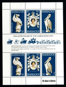 BARBADOS SG597a 1978 CORONATION SHEETLET MNH