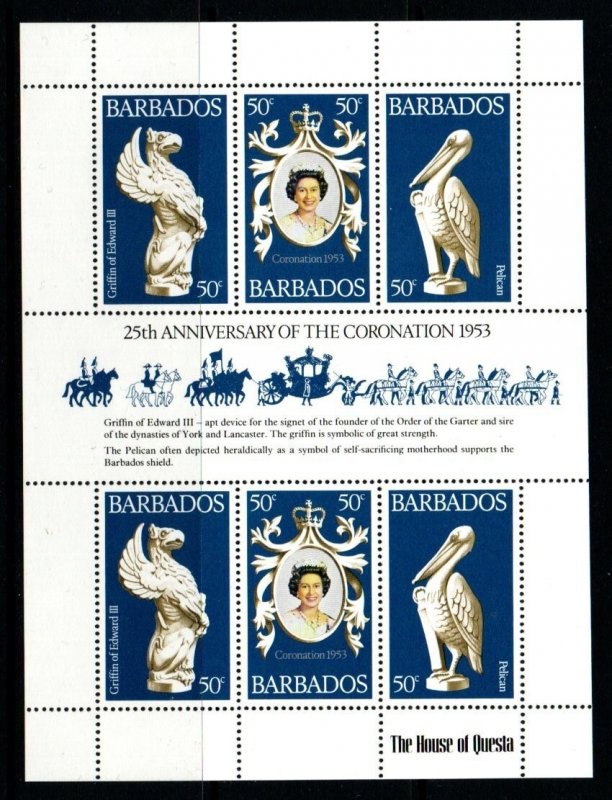 BARBADOS SG597a 1978 CORONATION SHEETLET MNH
