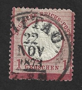 Germany Scott 17 Used 1kr Imperial Eagle stamp 2018 CV $5.50