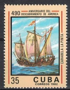 Cuba Sc# 2551  SHIPS  Discovery of America   LA PINTA  35c  1982  MNH