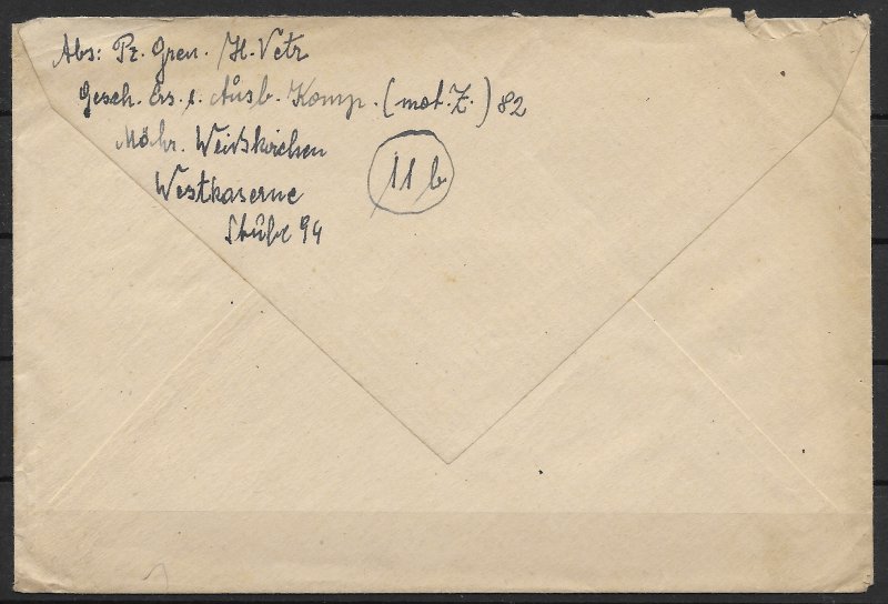 Bohemia & Moravia: 1944 Dienstpost Army Post Cover to Vienna