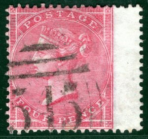 GB QV Stamp SG.66var Spec J51(3) 4d Deep Rose (1858) Used Cat £200+ LRED98