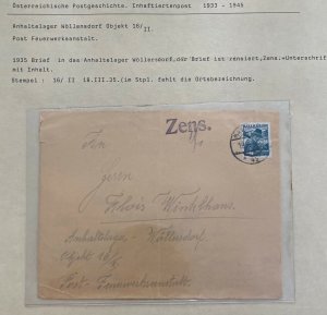 1935 Vienna Australia Censored Cover To Anhaltelager Wollersdorf With Letter