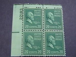 U.S.# 825-MINT/NEVER HINGED---UL- PLATE # BLOCK 4-PREXIE SERIES-1938(#B)