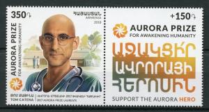 Armenia 2018 MNH Tom Catena Aurora Prize Laureate 1v Set + Label Medical Stamps