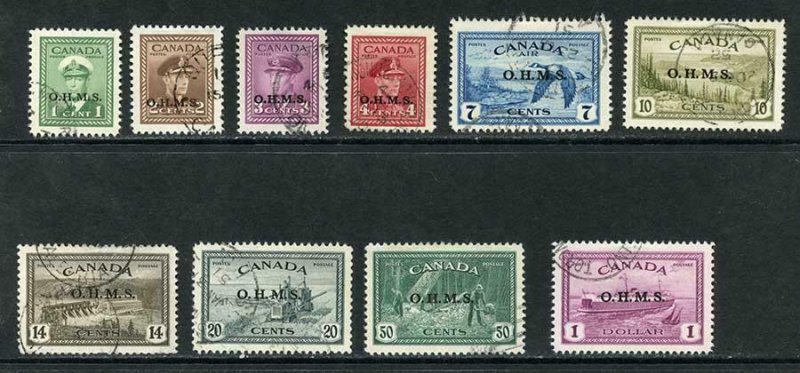 Canada SGO162/71 1949 Set of 10 OHMS Superb used Cat 275 pounds