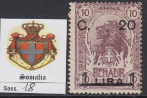 Italy Somalia n. 18 MNH** Variety C.20 shifted