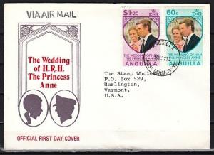 Anguilla, Scott cat. 179-180. Princes Anne`s Wedding issue. First day cover