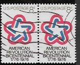 US #1432 used pair.  American Revolution Bicentennial 1776 - 1976