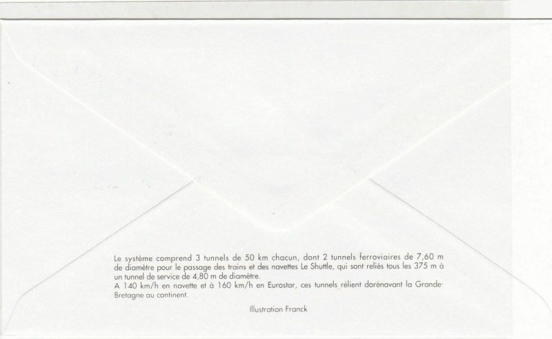 France 1994 Inaug Channel Tunnel Pic Slogan Cancel + Stamp FDC Cover Ref 31720