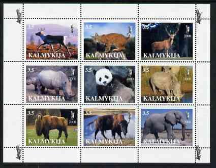 Kalmikia Republic 2000 Wild Animals perf sheetlet contain...