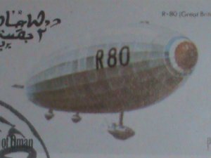 OMAN STAMP -1977 WORLD FAMOUS AIR SHIPS-ZEPPELIN -CTO FULL-SHEET VERY FINE