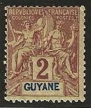 French Guiana 33, mint, hinge remnant.  1892.  (F456)