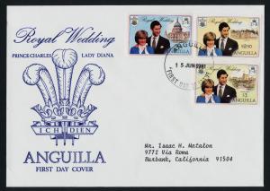 Anguilla 444-6 on FDC - Royalty, Charles & Diana Wedding