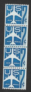 Doyle's_Stamps: 1958 Small Holes Coil Strip/LPr 7c Airmail Jets  #C52**