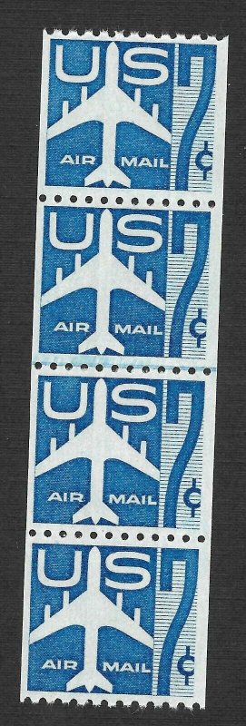 Doyle's_Stamps: 1958 Small Holes Coil Strip/LPr 7c Airmail Jets  #C52**