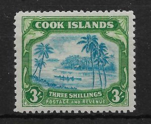 COOK ISLANDS SG145 1945 3/= GREENISH-BLUE & GREEN MTD MINT