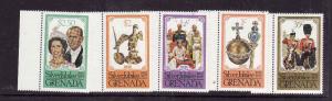 Grenada-Sc#788-92-Unused NH set-perf 14-QEII-Coronation Reign-1977-