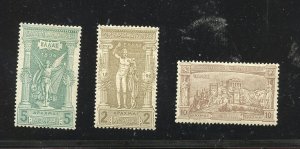 GREECE 1896 OLYMPICS THREE HIGH VALUES SCOTT #126-28  VF MINT HINGED