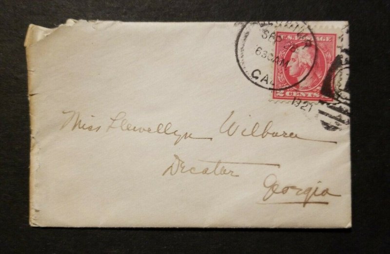 US 2c Washington on small envelope 1921, Decatur GA  - w/ Enc :Thank you letter 