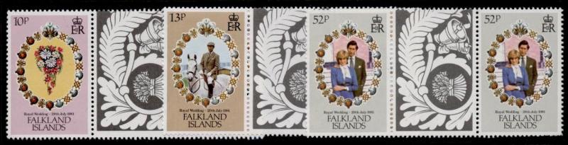 Falkland Islands 324-6 Gutter Pairs MNH Charles & Diana Wedding