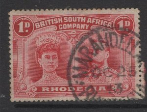 RHODESIA SG170b 1910 1d ROSE-CARMINE p15 USED