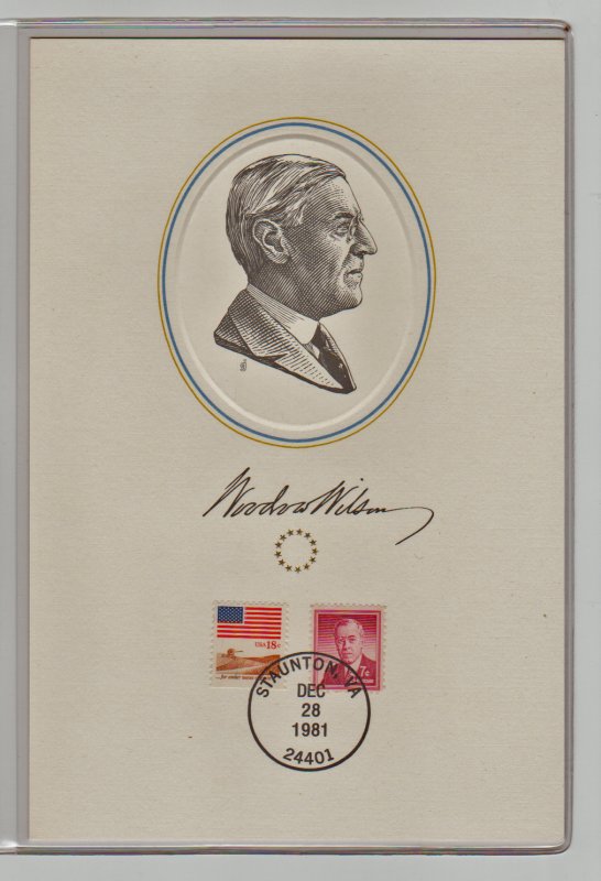 Woodrow Wilson United States President Proofcard 1981 Fleetwood