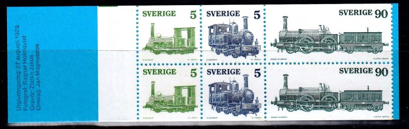 Sweden 1975 Trains Complete Mint MNH Booklet SC 1136a